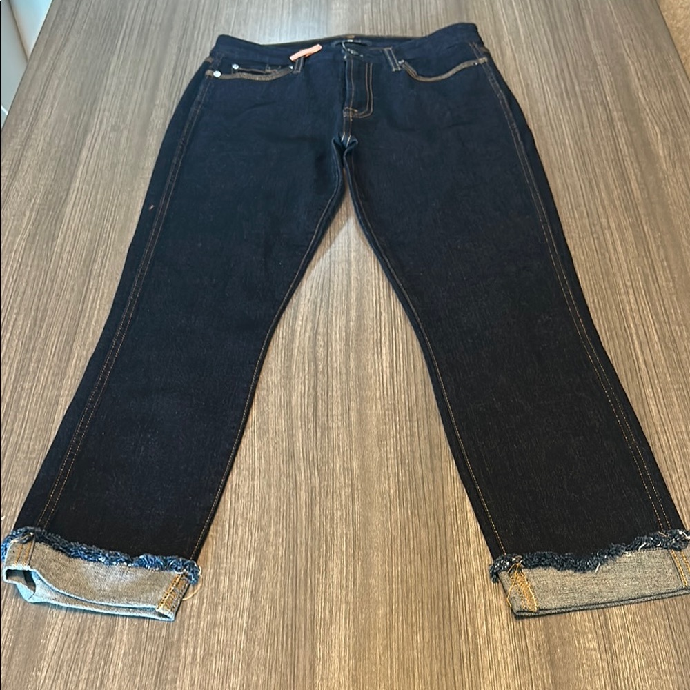 7 For All Mankind Blue Ankle Cropped Jeans